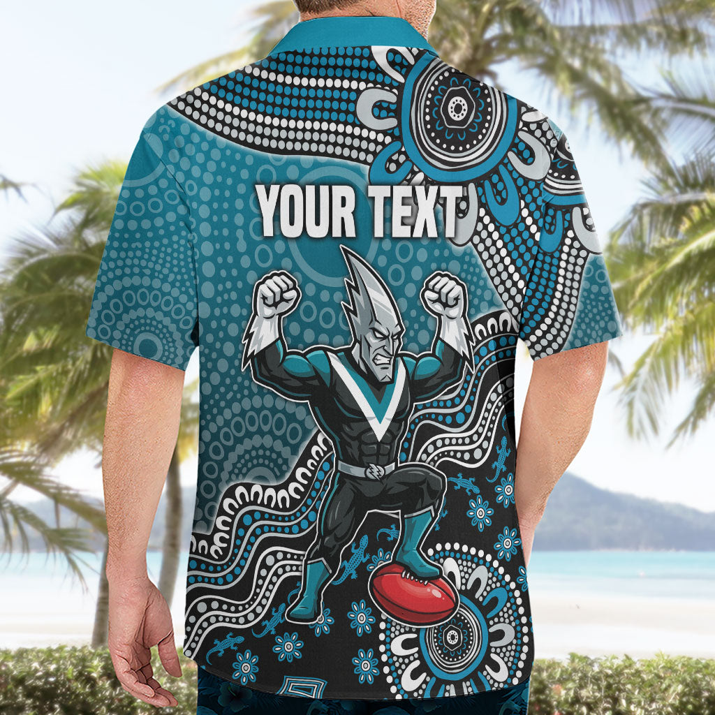 Personalized Port Adelaide Power Mascot Hawaiian Shirt Aboriginal Dot Art Style Vibrant Indigenous Pattern Design