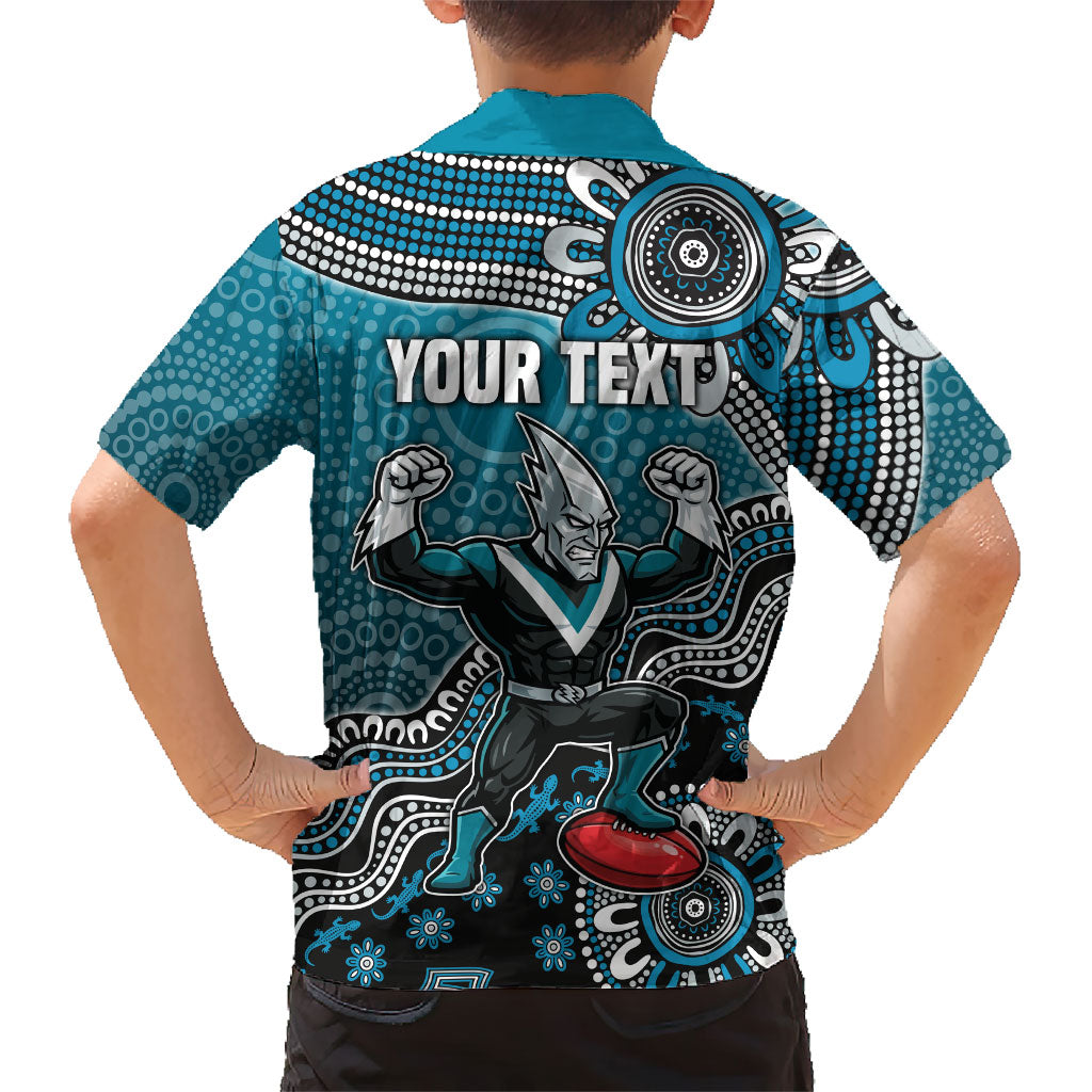 Personalized Port Adelaide Power Mascot Hawaiian Shirt Aboriginal Dot Art Style Vibrant Indigenous Pattern Design