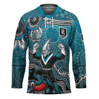 Personalized Port Adelaide Power Mascot Hockey Jersey Aboriginal Dot Art Style Vibrant Indigenous Pattern Design