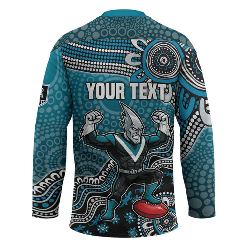 Personalized Port Adelaide Power Mascot Hockey Jersey Aboriginal Dot Art Style Vibrant Indigenous Pattern Design