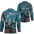 Personalized Port Adelaide Power Mascot Hockey Jersey Aboriginal Dot Art Style Vibrant Indigenous Pattern Design