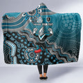 Personalized Port Adelaide Power Mascot Hooded Blanket Aboriginal Dot Art Style Vibrant Indigenous Pattern Design