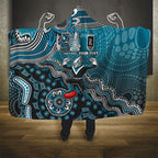 Personalized Port Adelaide Power Mascot Hooded Blanket Aboriginal Dot Art Style Vibrant Indigenous Pattern Design