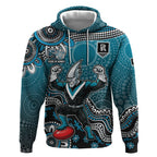 Personalized Port Adelaide Power Mascot Hoodie Aboriginal Dot Art Style Vibrant Indigenous Pattern Design