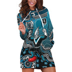 Personalized Port Adelaide Power Mascot Hoodie Dress Aboriginal Dot Art Style Vibrant Indigenous Pattern Design
