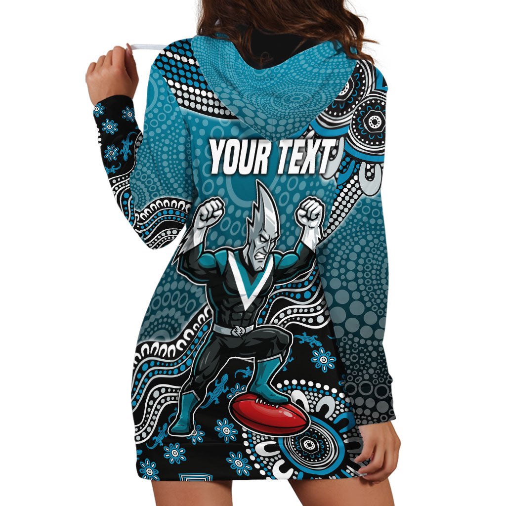 Personalized Port Adelaide Power Mascot Hoodie Dress Aboriginal Dot Art Style Vibrant Indigenous Pattern Design