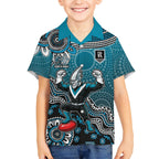 Personalized Port Adelaide Power Mascot Kid Hawaiian Shirt Aboriginal Dot Art Style Vibrant Indigenous Pattern Design