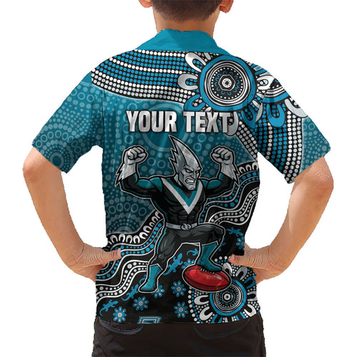 Personalized Port Adelaide Power Mascot Kid Hawaiian Shirt Aboriginal Dot Art Style Vibrant Indigenous Pattern Design