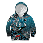 Personalized Port Adelaide Power Mascot Kid Hoodie Aboriginal Dot Art Style Vibrant Indigenous Pattern Design