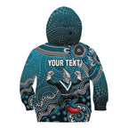 Personalized Port Adelaide Power Mascot Kid Hoodie Aboriginal Dot Art Style Vibrant Indigenous Pattern Design
