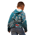 Personalized Port Adelaide Power Mascot Kid Hoodie Aboriginal Dot Art Style Vibrant Indigenous Pattern Design