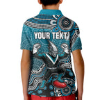 Personalized Port Adelaide Power Mascot Kid Polo Shirt Aboriginal Dot Art Style Vibrant Indigenous Pattern Design