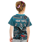 Personalized Port Adelaide Power Mascot Kid T Shirt Aboriginal Dot Art Style Vibrant Indigenous Pattern Design