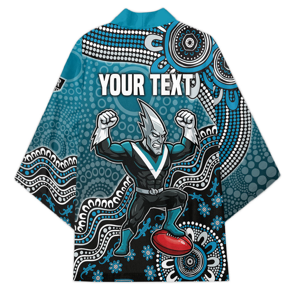 Personalized Port Adelaide Power Mascot Kimono Aboriginal Dot Art Style Vibrant Indigenous Pattern Design