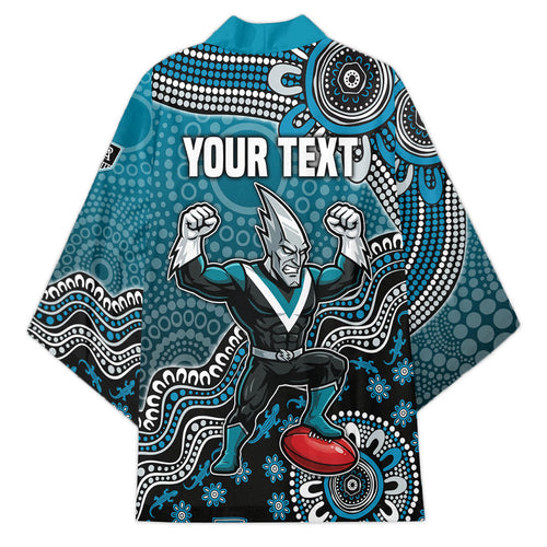 Personalized Port Adelaide Power Mascot Kimono Aboriginal Dot Art Style Vibrant Indigenous Pattern Design