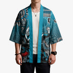 Personalized Port Adelaide Power Mascot Kimono Aboriginal Dot Art Style Vibrant Indigenous Pattern Design