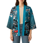 Personalized Port Adelaide Power Mascot Kimono Aboriginal Dot Art Style Vibrant Indigenous Pattern Design