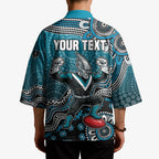 Personalized Port Adelaide Power Mascot Kimono Aboriginal Dot Art Style Vibrant Indigenous Pattern Design