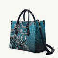 Personalized Port Adelaide Power Mascot Leather Bag Aboriginal Dot Art Style Vibrant Indigenous Pattern Design