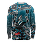 Personalized Port Adelaide Power Mascot Long Sleeve Shirt Aboriginal Dot Art Style Vibrant Indigenous Pattern Design