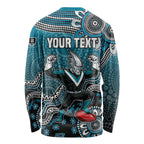 Personalized Port Adelaide Power Mascot Long Sleeve Shirt Aboriginal Dot Art Style Vibrant Indigenous Pattern Design