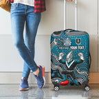 Personalized Port Adelaide Power Mascot Luggage Cover Aboriginal Dot Art Style Vibrant Indigenous Pattern Design