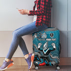 Personalized Port Adelaide Power Mascot Luggage Cover Aboriginal Dot Art Style Vibrant Indigenous Pattern Design