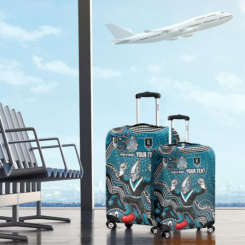 Personalized Port Adelaide Power Mascot Luggage Cover Aboriginal Dot Art Style Vibrant Indigenous Pattern Design