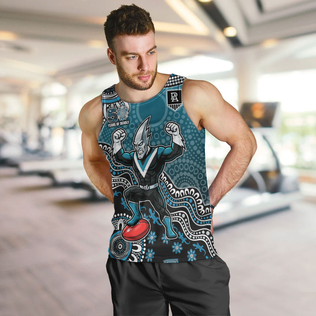 Personalized Port Adelaide Power Mascot Men Tank Top Aboriginal Dot Art Style Vibrant Indigenous Pattern Design