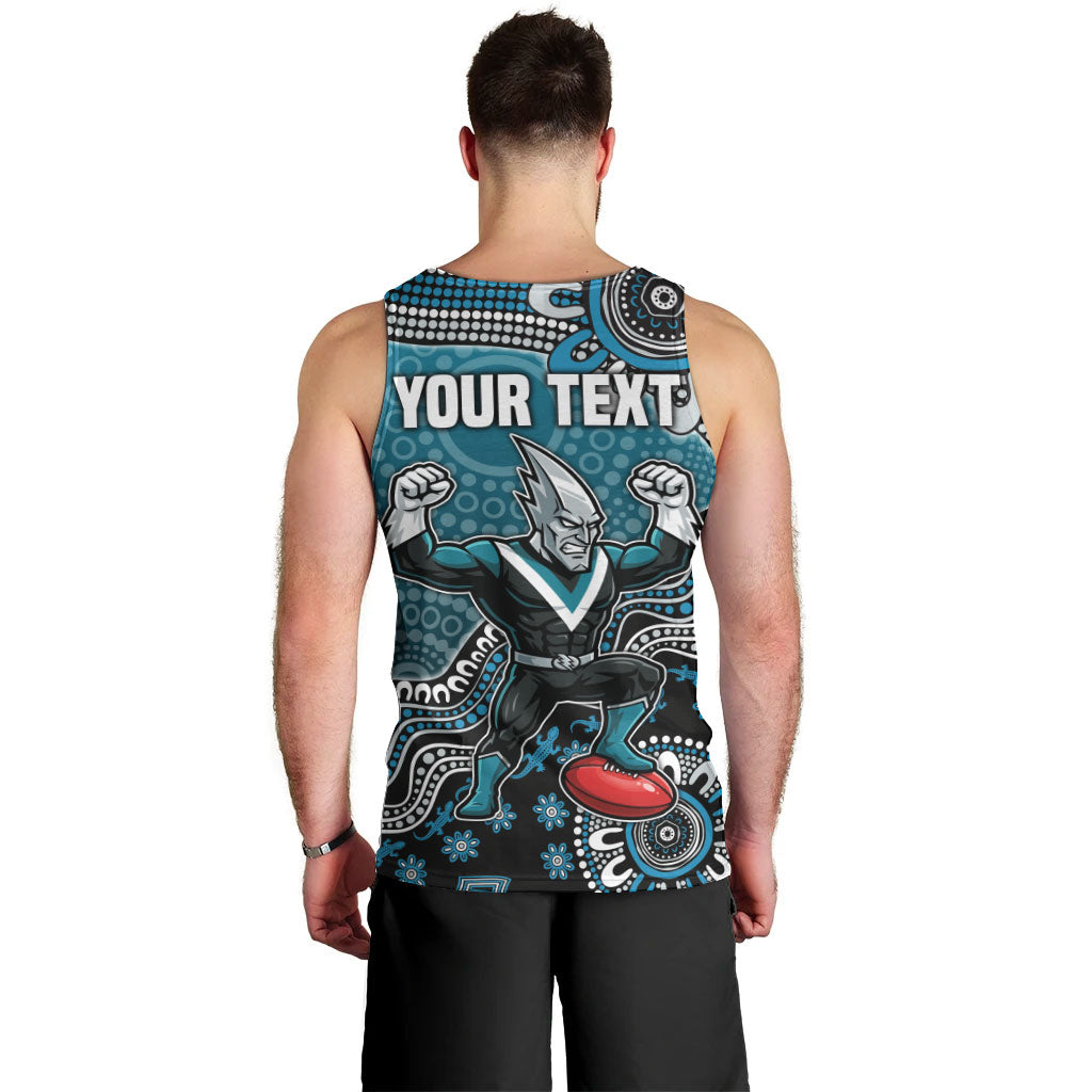 Personalized Port Adelaide Power Mascot Men Tank Top Aboriginal Dot Art Style Vibrant Indigenous Pattern Design