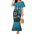 Personalized Port Adelaide Power Mascot Mermaid Dress Aboriginal Dot Art Style Vibrant Indigenous Pattern Design