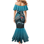 Personalized Port Adelaide Power Mascot Mermaid Dress Aboriginal Dot Art Style Vibrant Indigenous Pattern Design