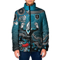Personalized Port Adelaide Power Mascot Padded Jacket Aboriginal Dot Art Style Vibrant Indigenous Pattern Design