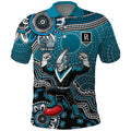 Personalized Port Adelaide Power Mascot Polo Shirt Aboriginal Dot Art Style Vibrant Indigenous Pattern Design