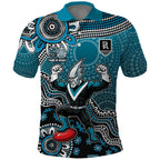 Personalized Port Adelaide Power Mascot Polo Shirt Aboriginal Dot Art Style Vibrant Indigenous Pattern Design