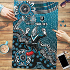 Personalized Port Adelaide Power Mascot Puzzle Aboriginal Dot Art Style Vibrant Indigenous Pattern Design