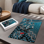 Personalized Port Adelaide Power Mascot Puzzle Aboriginal Dot Art Style Vibrant Indigenous Pattern Design