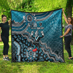 Personalized Port Adelaide Power Mascot Quilt Aboriginal Dot Art Style Vibrant Indigenous Pattern Design