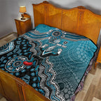 Personalized Port Adelaide Power Mascot Quilt Aboriginal Dot Art Style Vibrant Indigenous Pattern Design