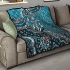 Personalized Port Adelaide Power Mascot Quilt Aboriginal Dot Art Style Vibrant Indigenous Pattern Design