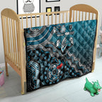 Personalized Port Adelaide Power Mascot Quilt Aboriginal Dot Art Style Vibrant Indigenous Pattern Design