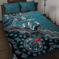 Personalized Port Adelaide Power Mascot Quilt Bed Set Aboriginal Dot Art Style Vibrant Indigenous Pattern Design