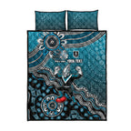Personalized Port Adelaide Power Mascot Quilt Bed Set Aboriginal Dot Art Style Vibrant Indigenous Pattern Design