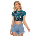 Personalized Port Adelaide Power Mascot Raglan Cropped T Shirt Aboriginal Dot Art Style Vibrant Indigenous Pattern Design