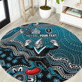 Personalized Port Adelaide Power Mascot Round Carpet Aboriginal Dot Art Style Vibrant Indigenous Pattern Design