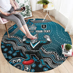 Personalized Port Adelaide Power Mascot Round Carpet Aboriginal Dot Art Style Vibrant Indigenous Pattern Design