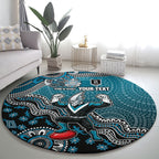 Personalized Port Adelaide Power Mascot Round Carpet Aboriginal Dot Art Style Vibrant Indigenous Pattern Design