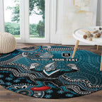 Personalized Port Adelaide Power Mascot Round Carpet Aboriginal Dot Art Style Vibrant Indigenous Pattern Design