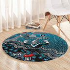 Personalized Port Adelaide Power Mascot Round Carpet Aboriginal Dot Art Style Vibrant Indigenous Pattern Design