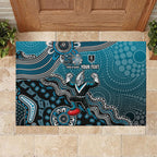 Personalized Port Adelaide Power Mascot Rubber Doormat Aboriginal Dot Art Style Vibrant Indigenous Pattern Design